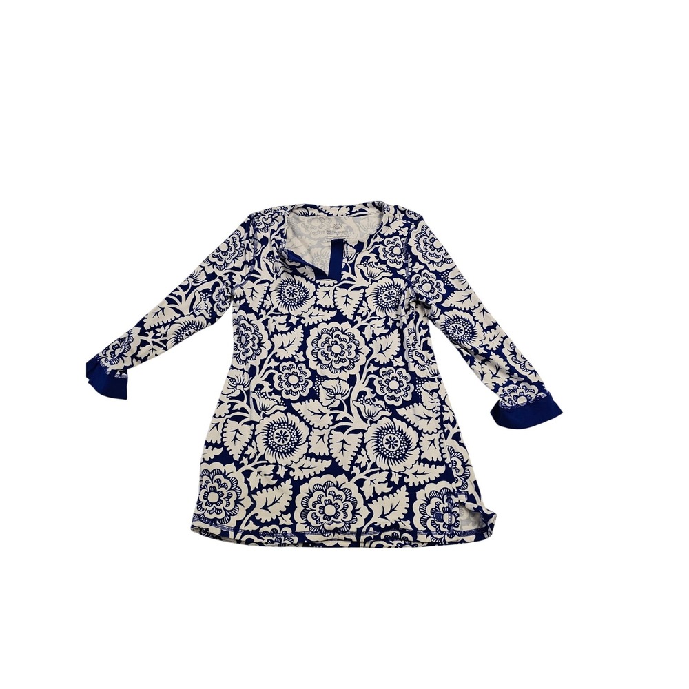 T by Talbots Womens Blue White‎ Floral Bamboo UPF 50 Top Small VN4900 10/18